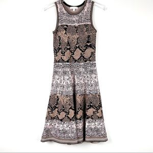 Etcetera Snakeskin Brown Black And White Jacquard Dress Sz XS